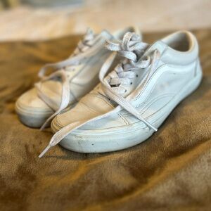 White Leather Vans:  International Women's edition Sneakers